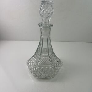 Wexford by Anchor Hocking Glass Ships Decanter 12” Clear Cut Diamond Pattern